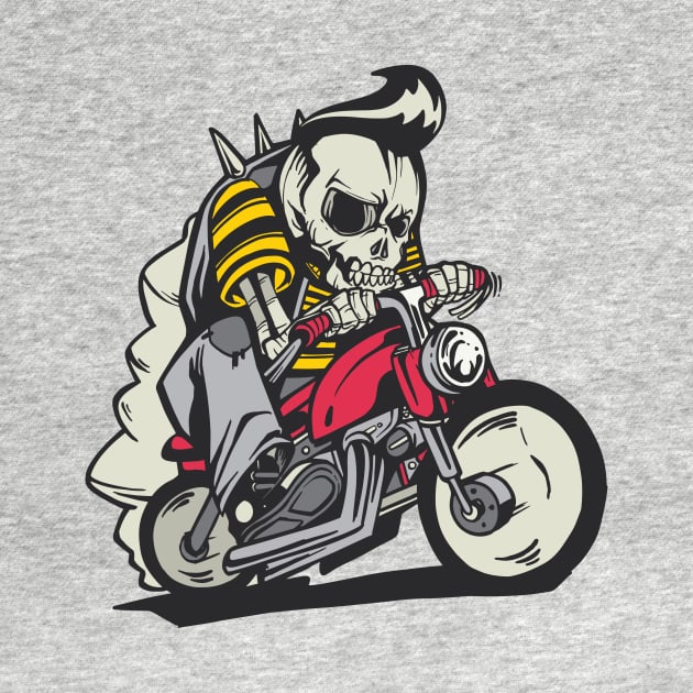 Retro Greaser Skeleton on Motorcycle by SLAG_Creative